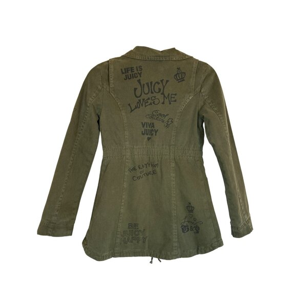 NWT Juicy Couture Y2K Youth Olive Army Green Utility Jacket Coat w Pockets Sz 14